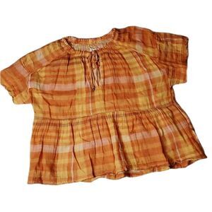 PILCRO AND THE LETTERPRESS Bette Babydoll Plaid Top